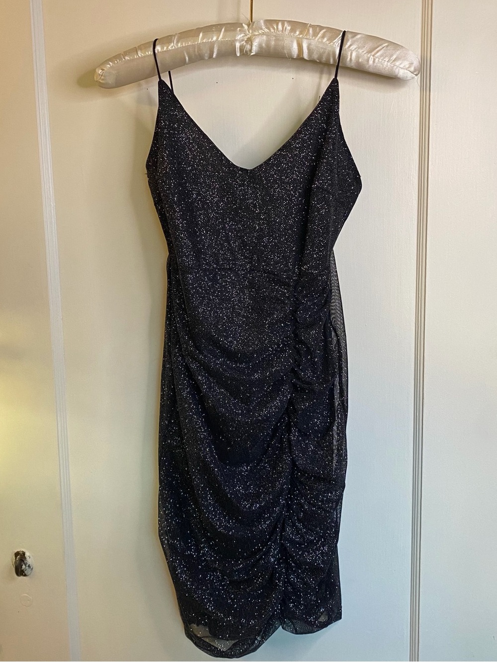 Windsor Black Sparkle Ruched Dress